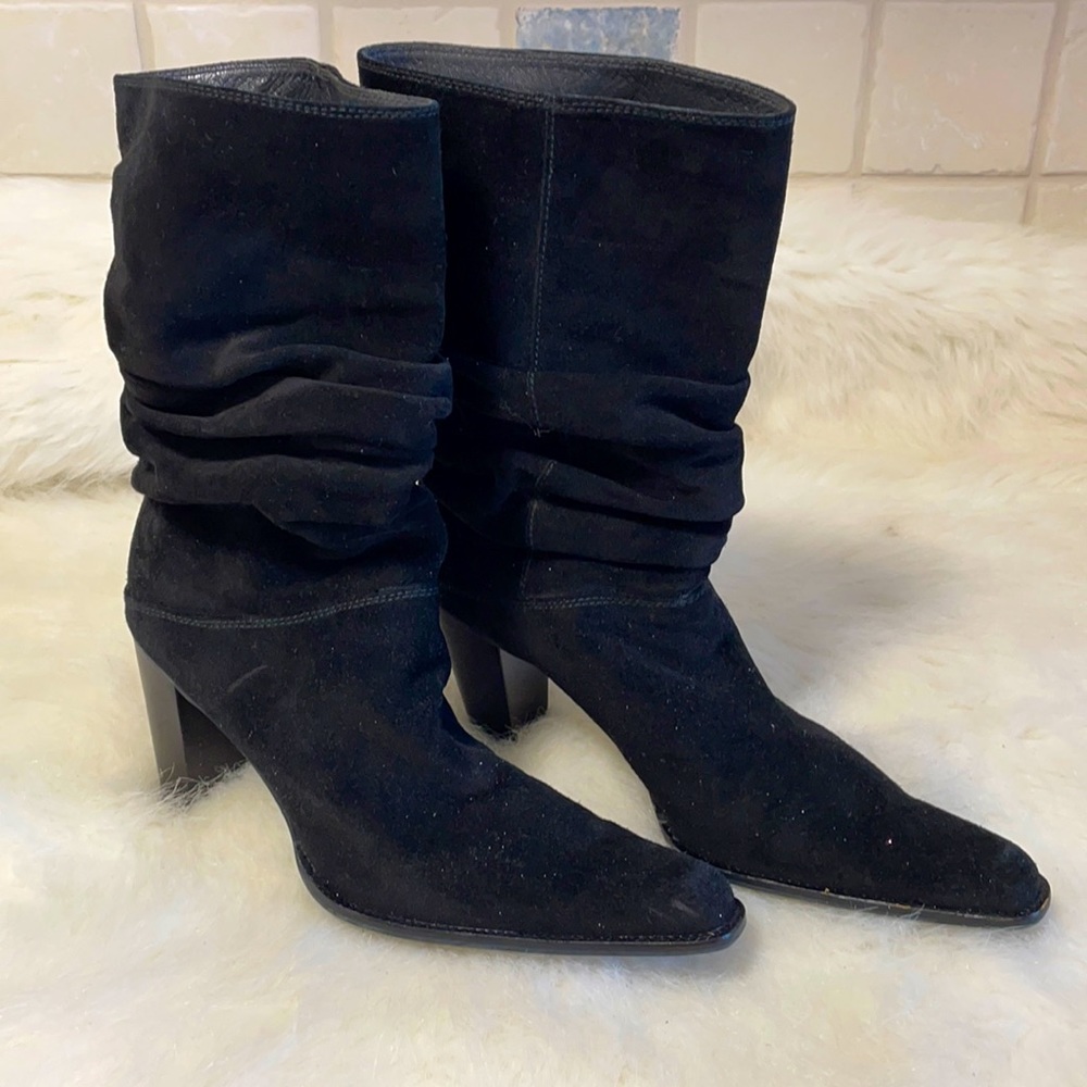 Stuart Weitzman Black suede slip on boots
